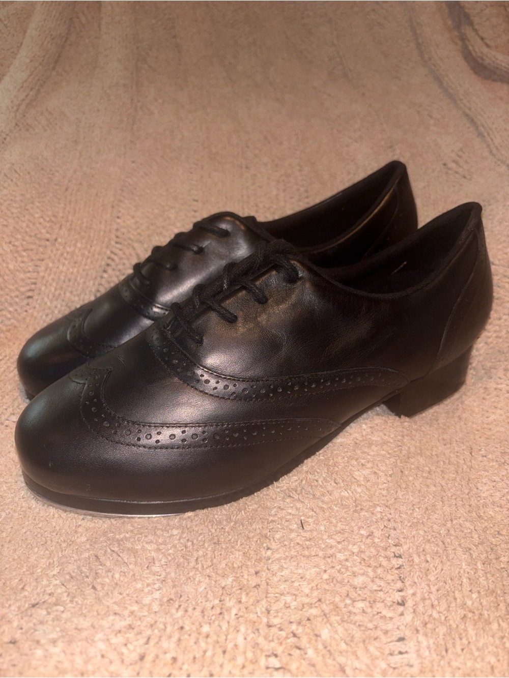 NEW Capezio Tele Tone Tap Black Leather Wingtip Tap Shoes Mens Size 13.5W US